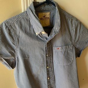 Hollister Button Up Blue Plaided Shirt